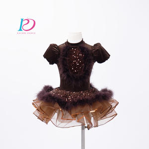 Abito Tutu da <span class=keywords><strong>danza</strong></span> da <span class=keywords><strong>bambina</strong></span> in velluto marrone con paillettes - Product Image 1