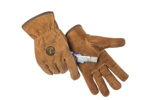 Guantes de seguridad para conductores de invierno antiarañazos certificados EN420/EN388 de cuero dividido de vaca marrón para trabajar - Product Image 6