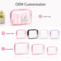 Sac de lavage en PVC cosmétique transparent sac de maquillage de voyage dames à glissière PV clair maquillage étui cosmétique luxe petit Mini sac rose