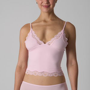 SUHE Débardeur Camisole Femme en Dentelle Sans Armature Respirant Écologique Tricoté Haute Élasticité Court Vêtement de Nuit Été - Product Image 3