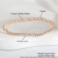 Nouveau bracelet élastique tendance européen et américain, perles en cuivre colorées, texture de perles carrées facettées, bijoux polyvalents pour femmes