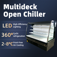 Vitrine Réfrigérée Commerciale Multidecks Ouverte en Acier Inoxydable avec Étagères à Air Réglable pour Lait et Fromage
