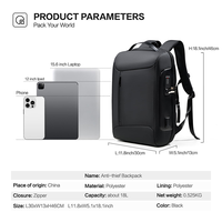 Sac à dos de voyage antivol pour homme avec logo personnalisé, résistant à l'eau, pour ordinateur portable 15 pouces, grande capacité, idéal pour les affaires et les trajets quotidiens