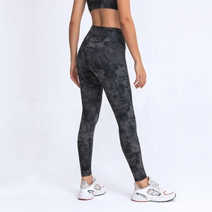 Leggings <span class=keywords><strong>Sportivi</strong></span> Mimetici a Vita Alta per Donna, Pantaloni da Palestra a Basso Prezzo, Leggings <span class=keywords><strong>Neri</strong></span> Camo - Product Image 4