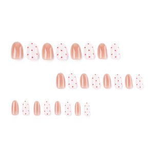 <span class=keywords><strong>Uñas</strong></span> Postizas Elegantes Color <span class=keywords><strong>Rosa</strong></span> con Puntos Marrones, Estilo Clásico Francés, Nueva Llegada, Forma Almendrada Cuadrada, Gel Sólido, 24 Piezas - Product Image 2