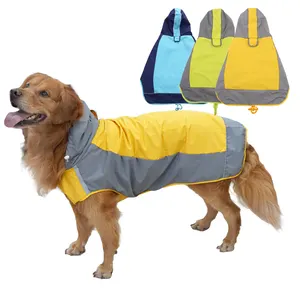 Größe 6-12 Verstellbare leichte atmungsaktive Haustier wasserdichte reflektierende weiche Hunde regen jacke mit Leinen loch für mittelgroße Hunde