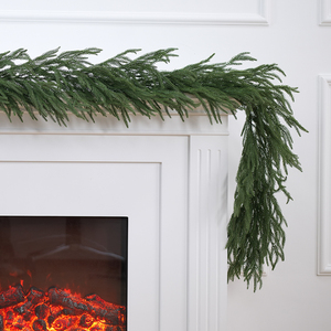 Handmade Norfolk Pine <b>Plastic</b> Christmas Garland with Soft Material Feeling Pine Needles Decoration - Product Image 4