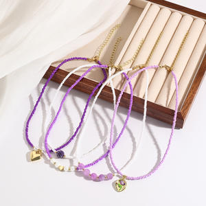 Collier de style bohème tendance INS couleur dopamine chaîne de clavicule perlée avec perles de rocaille <span class=keywords><strong>Miyuki</strong></span> <span class=keywords><strong>pendentif</strong></span> d'été pour cadeau - Product Image 4