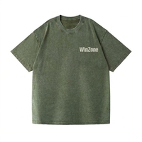 T-shirt Homme Vert Délavé à Manches Courtes avec Logo Personnalisé Imprimé, Coupe Oversize Ample, Effet Usé, Qualité Supérieure