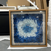 Vente en gros pour projets hôteliers : Art mural abstrait moderne 3D fait main et sur mesure, encadré en bois, en copeaux de bois sur toile, pour décoration murale intérieure