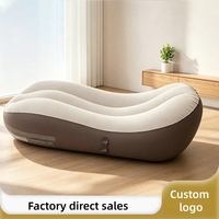 Fauteuil de relaxation gonflable et pliable en PVC, minimaliste moderne, pour une personne, avec repose-pieds, flocage, pour extérieur, transfrontalier