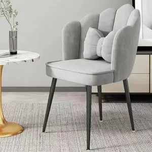 Geri Metal restoran İskandinav fransız lüks yüksek otel döşemeli deri Modern oda yemek sandalyeleri Vanity sandalye
