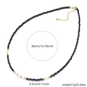 Collier bohème 3 mm avec perles rondes facettées en spinelle noire et <span class=keywords><strong>pierre</strong></span> <span class=keywords><strong>de</strong></span> <span class=keywords><strong>soleil</strong></span>, et perles d'eau douce – Bijou élégant pour femme, idéal pour le quotidien, cadeau - Product Image 6