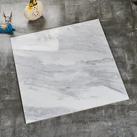 Carreaux de sol en porcelaine effet marbre poli gris et blanc 800x800 mm, finition brillante émaillée, carreaux de pierre pleine masse économiques