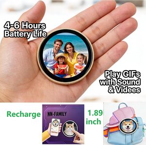 Badge numérique en gros avec écran tactile de 1,85 pouces, affichage de photos, diaporamas GIF et vidéos, broche électronique portable, support inclus - Product Image 5