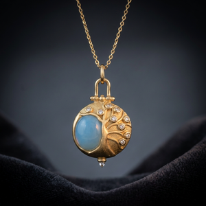 Joyería Fina de Moda, Collar de Plata de Ley 925 Chapado en Oro con Calcedonia y Circonita para Mujer, Regalo de Aniversario o Boda - Product Image 2