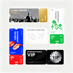 Cupón de código QR con código de barras holográfico PET sensible al calor, entradas para eventos antifalsificación con impresión UV personalizada, número de serie único - Product Image 2