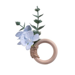 <span class=keywords><strong>Eleganti</strong></span> Anelli <span class=keywords><strong>Portatovaglioli</strong></span> Fatti a Mano Eco-Friendly con Foglie di Eucalipto, Fibbie per Tovaglioli con Fiori Artificiali in Stile Bohémien per Matrimoni - Product Image 6
