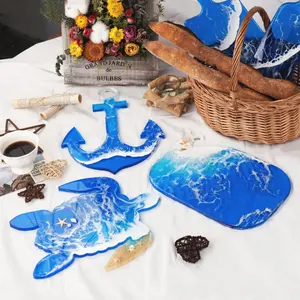 S425 DIY Ocean series Anchor Turtle Whale Serving tray coaster silicone resin mold