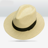 Sombrero Panamá Unisex de Paja para Primavera Verano, Estilo Jazz, Protección Solar para Viajes, Pesca, Casual, Aire Libre