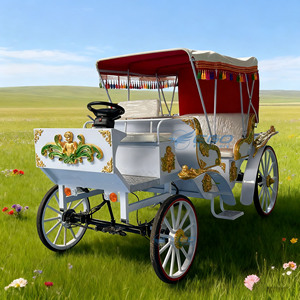 Charrette royale victorienne vintage personnalisée et unique, électrique et à chevaux, pour le tourisme et les parcs équestres - Product Image 1