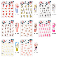 Vente en gros de décalcomanies 3D auto-adhésives en relief pour ongles, roses, fleurs, autocollants stylés pour les créations d'art d'ongles