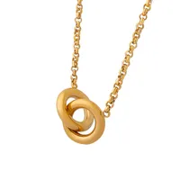 Elegante Minimalistische Ineinandergreifende Doppelring-Halskette aus Edelstahl, Modischer Anhänger mit Zarter Schlüsselbeinkette für Damen, Tägliches Tragen