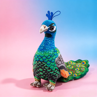 Peluche Paon Vert Simulé Personnalisée Mignonne, Poupée en Peluche Paon Bleu, Ornement Décoratif, Figurine en Peluche Oiseau Cadeau pour Enfants