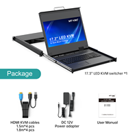 MT-VIKI KVM Rack Mount HDMI Switch dengan Monitor LCD 17.3'', Mendukung OSD/Hotkey 1080P60Hz, Termasuk 8 Kabel KVM
