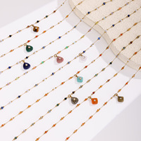 Collier ras du cou FMSNK-12 rétro bohème de créateur avec pendentif en lapis-lazuli et labradorite colorés pour l'été, bijou fantaisie pour femme