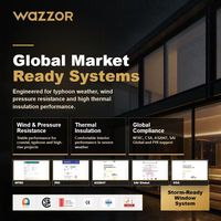 Ventana Francesa de Aluminio WAZZOR con Certificación NFRC, Resistente a Altas Cargas de Viento (3000 Pa), para Edificios de Gran Altura