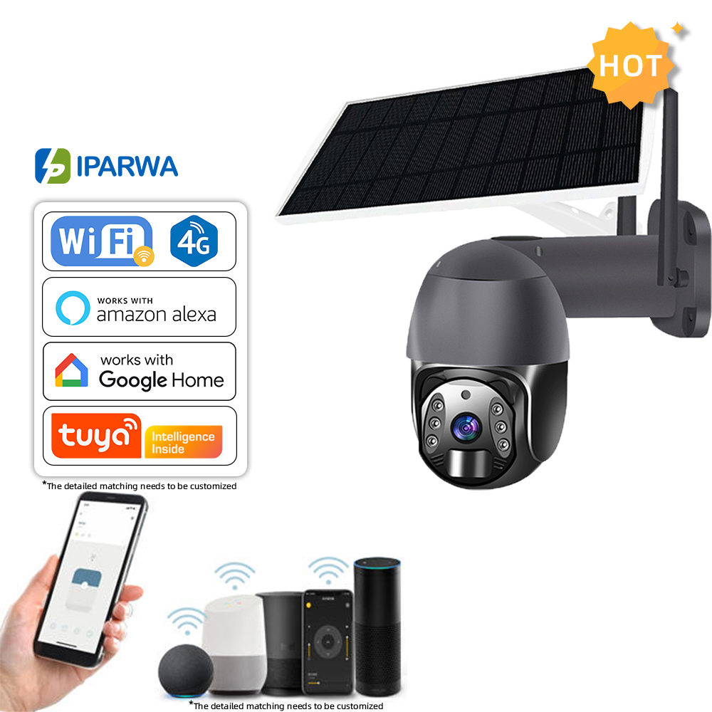 Беспроводная уличная Солнечная камера Ptz с Wi-Fi или 3G/4G/Sim-картой, система видеонаблюдения