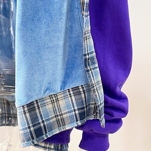 Sudaderas Extra Grandes de 500 g/m², 100 % Algodón, Estilo Camisero a Cuadros, Color Violeta, Sudaderas de Alta Calidad, Fabricante de Chaquetas Personalizadas - Product Image 5