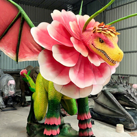 Créatures Mythologiques Animatroniques : Grand Modèle de Bête Florale Mythique avec Fleurs Autour du Cou pour Décoration de Parc Forestier