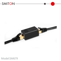 Adaptateur de rallonge Ethernet RJ45 8P8C femelle-femelle blindé noir Cat5 Cat5e Cat6