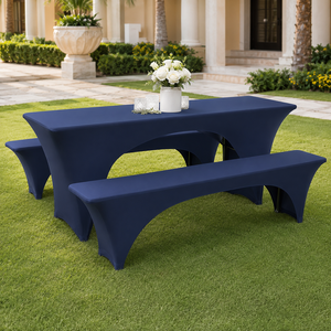 Fitted Beer Table <b>Bench</b> and A-Frame Picnic Table Cover Set for Hospitality and Commercial Patio Projects - Product Image 1