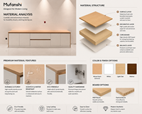Meuble TV moderne sur mesure avec éclairage d'ambiance LED et grand espace de rangement