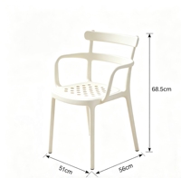 Chaise de salle à manger moderne en plastique légère et portable avec accoudoirs, ergonomique et empilable pour restaurants, écoles, cafés, appartements