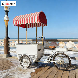 Ice Cream Fast Food Snack Grill <b>Trolley</b> Hand Push Mobile Food Cart with Rust Resistant Metal Construction - Product Image 4