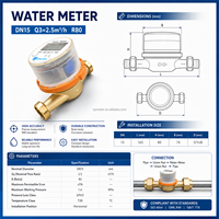 Compteur d'eau mécanique froid en laiton haute précision à buse unique DN15 MBUS LoRaWAN pour l'alimentation en eau des appartements résidentiels