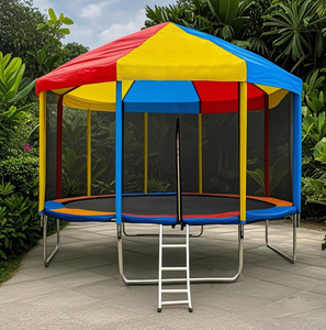Trampolines colorés de 6 à 16 pieds avec auvents, lits de gymnastique durables, filets de protection, jeux sécurisés pour filles en intérieur/extérieur - Product Image 1