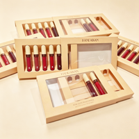 Kit de Maquillage Personnalisé avec Logo Privé : Crème à Lèvres Mate Naturelle, Crayon à Lèvres Marron Nude et Rouge à Lèvres Liquide en Coffret