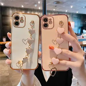 Ganzer Verkauf Luxus Liebhaber Herz Gold Galvani sierte Handy hülle Abdeckung Shell Für iPhone 12 Designer Fall für iPhone