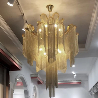 İtalyan akışı saçak yaratıcı Postmodern Villa alüminyum zincir kolye lamba büyük LED avize için oteller ve şık