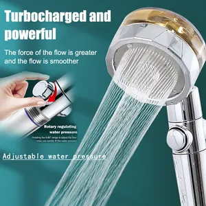 Ducha de refuerzo con ahorro de agua, pequeño ventilador de flujo de agua giratorio de 360 grados, pulverizador de alta presión de agua de lluvia de Abs, accesorios de baño