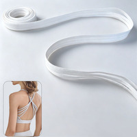 Bretelles élastiques en nylon et spandex de 1,5 cm, extensibles, à 3 brins, avec design froncé, pour soutien-gorge de sport dos croisé, racerback, fitness, push-up, yoga