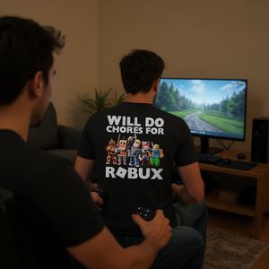 Camiseta Robux para Adultos, Manga Corta, Algodón, Impresión Digital, Diseño Divertido de Dibujos Animados, para Todas las Temporadas, Ropa Promocional - Product Image 3