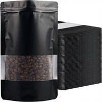 Lot de 100 Sachets Doypack Anti-odeur Refermables en Mylar Noir Mat avec Fenêtre en Film 6.29x9.44 Pouces