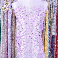 Pas cher Prix Laser 3D Fleur Broderie Tulle Tissu Polyester Maille Dentelle Tissu Pour Les Femmes Robe De Danse