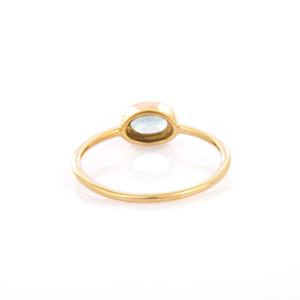 Meilleure vente Bague solitaire aigue-marine ovale naturelle en or jaune massif 14K Bijoux de naissance personnalisés pour hommes et femmes Mariage - Product Image 4